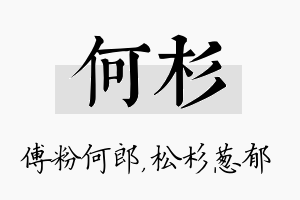 何杉名字的寓意及含义