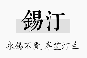 锡汀名字的寓意及含义