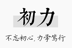 初力名字的寓意及含义