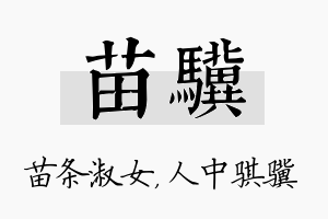 苗骥名字的寓意及含义