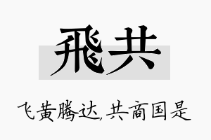 飞共名字的寓意及含义