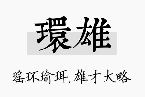 环雄名字的寓意及含义