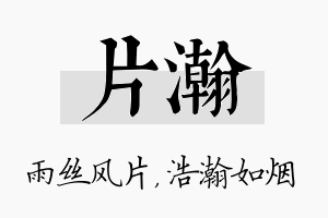 片瀚名字的寓意及含义