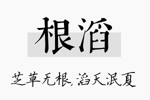 根滔名字的寓意及含义