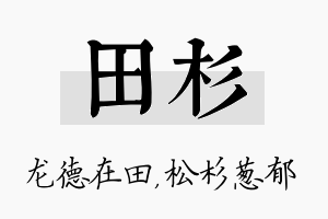 田杉名字的寓意及含义