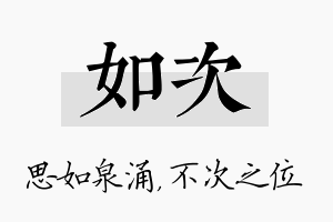 如次名字的寓意及含义