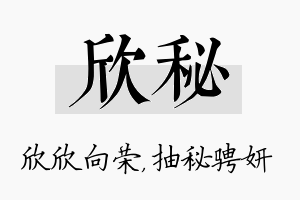 欣秘名字的寓意及含义