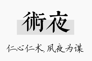 术夜名字的寓意及含义