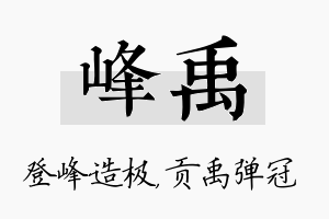 峰禹名字的寓意及含义