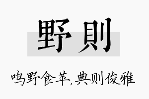 野则名字的寓意及含义