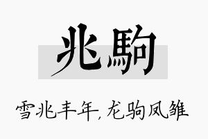 兆驹名字的寓意及含义