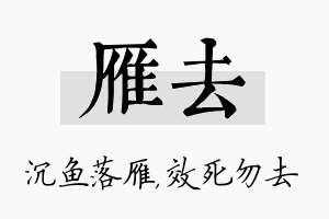 雁去名字的寓意及含义