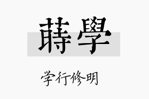 莳学名字的寓意及含义