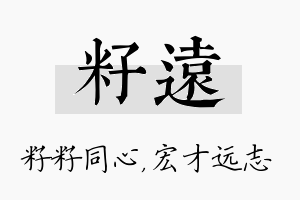 籽远名字的寓意及含义