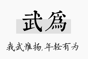 武为名字的寓意及含义