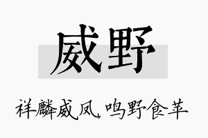 威野名字的寓意及含义