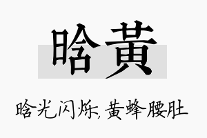 晗黄名字的寓意及含义