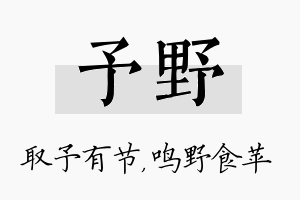 予野名字的寓意及含义