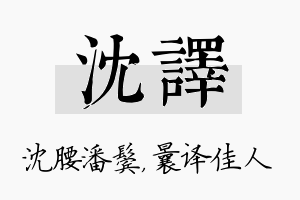 沈译名字的寓意及含义