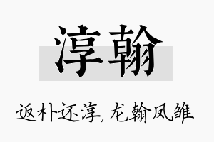 淳翰名字的寓意及含义