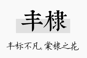 丰棣名字的寓意及含义