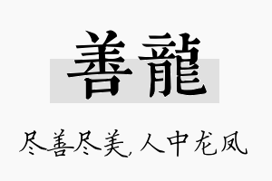 善龙名字的寓意及含义