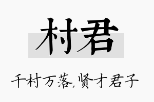 村君名字的寓意及含义