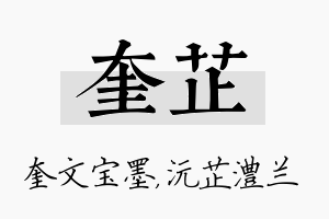 奎芷名字的寓意及含义