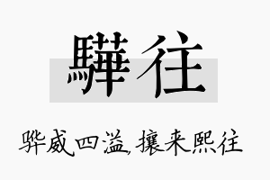 骅往名字的寓意及含义