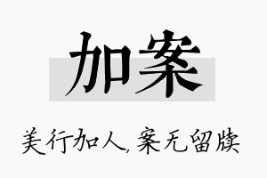 加案名字的寓意及含义