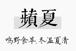 苹夏名字的寓意及含义