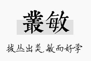 丛敏名字的寓意及含义