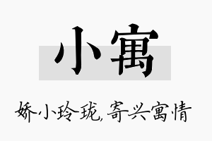 小寓名字的寓意及含义