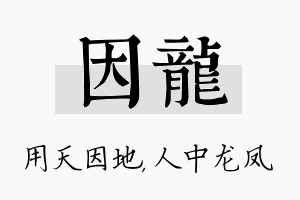 因龙名字的寓意及含义