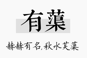 有蕖名字的寓意及含义