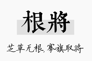 根将名字的寓意及含义