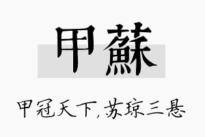 甲苏名字的寓意及含义