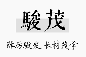 骏茂名字的寓意及含义