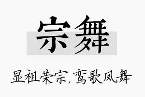 宗舞名字的寓意及含义