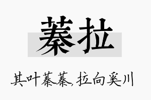 蓁拉名字的寓意及含义