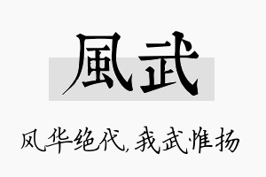 风武名字的寓意及含义