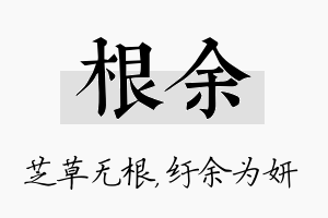 根余名字的寓意及含义