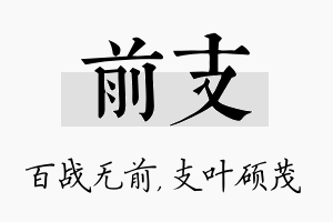 前支名字的寓意及含义