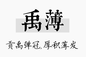 禹薄名字的寓意及含义