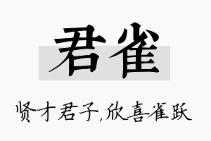 君雀名字的寓意及含义