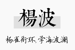 杨波名字的寓意及含义