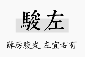 骏左名字的寓意及含义