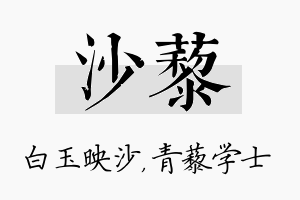 沙藜名字的寓意及含义