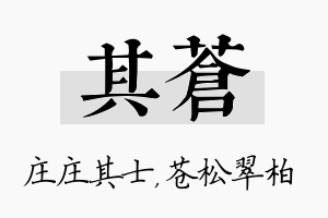 其苍名字的寓意及含义