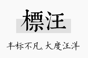 标汪名字的寓意及含义